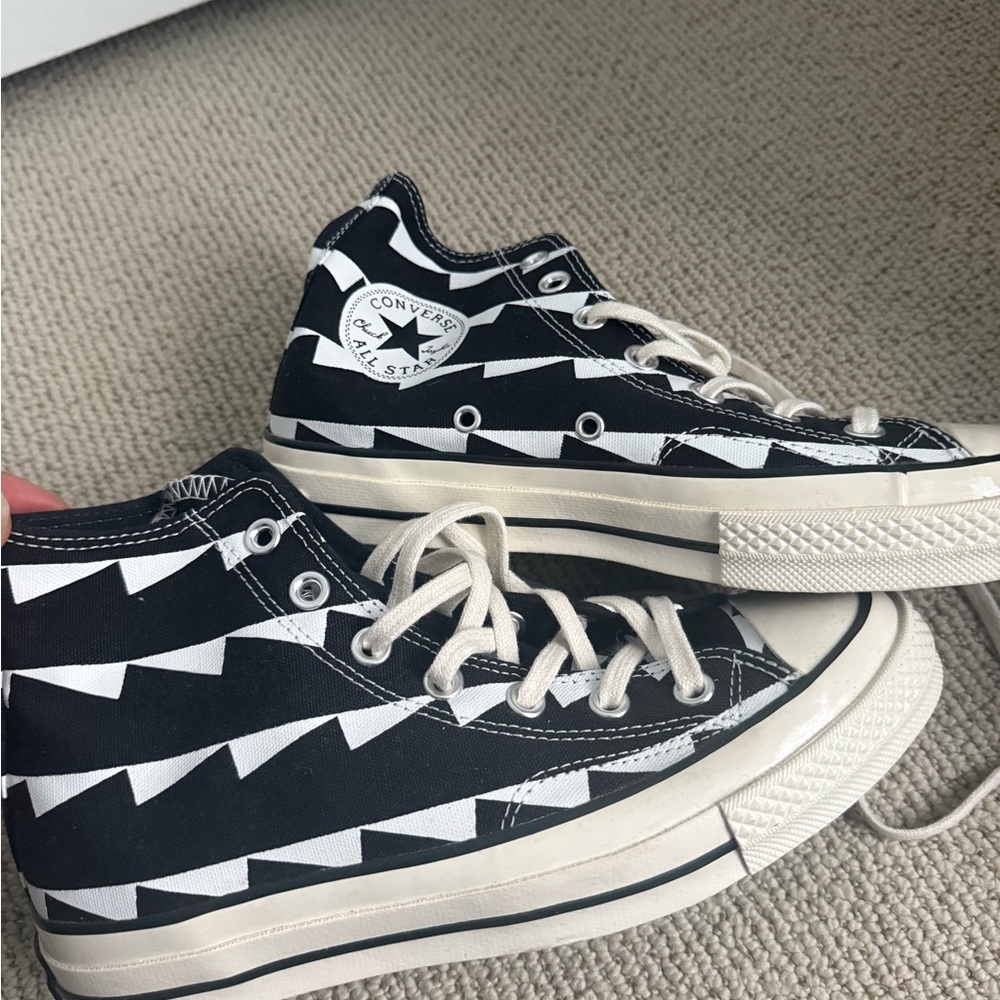 Converse Black and White Zigzag High-Tops